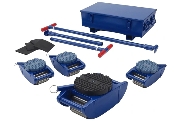 Delux kit — swivel lock rollers, steering handles and storage case